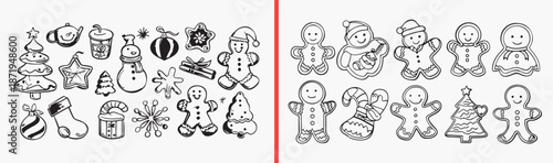 christmas cookie illustration, gingerbread man drawing, holiday biscuit artwork, festive cookie design, hand drawn gingerbread clipart, xmas treat illustration, stock christmas artwork

