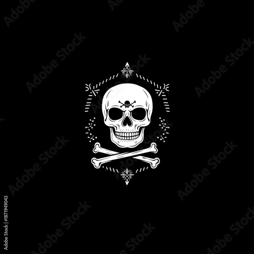 Stylized Skull and Crossbones Graphic for Halloween