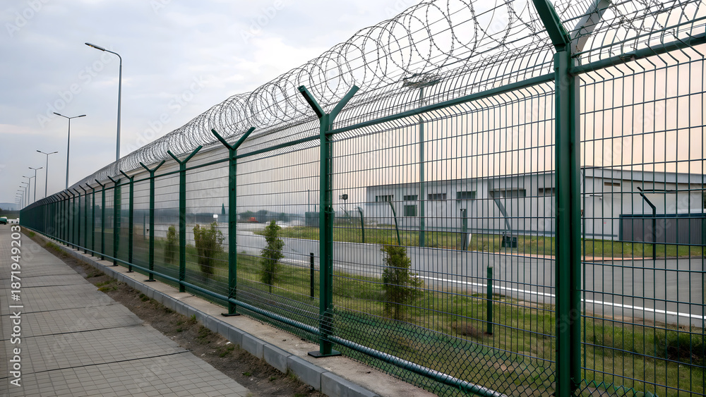 Obraz premium prison fence with barbed wire