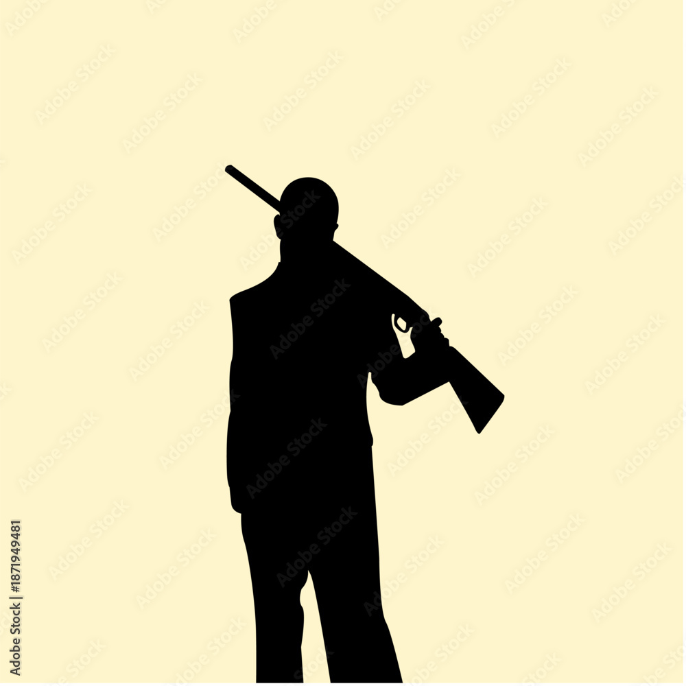 Ταπετσαρία Silhouette of a businessman holding a shotgun concept design