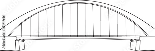 Bridge Hand-drawn Sketch Drawing Vector Illustration, Line Linear Symbol Engraving Coloring Book, Black and White Isolated