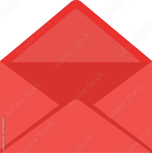 Stylized red open envelope icon with visible flap for communication, messaging, email, and digital interface visuals