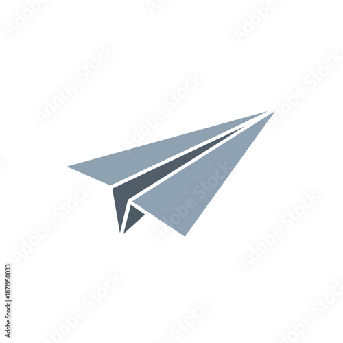 Minimalist blue paper airplane silhouette design, ideal for creative projects, presentations, or educational content focused on innovation and flight mechanics.