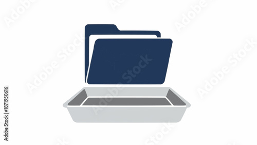 Two blue folders in a tray.