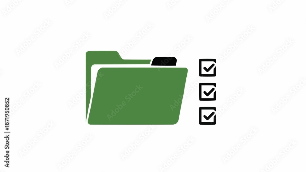 Fototapeta premium Green file folder with checklist.