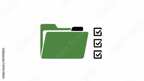 Green file folder with checklist.