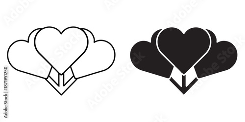Heart Bouquet Icon Set