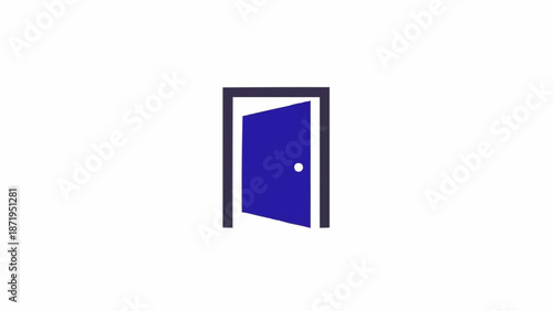 Blue door with black frame opening.
