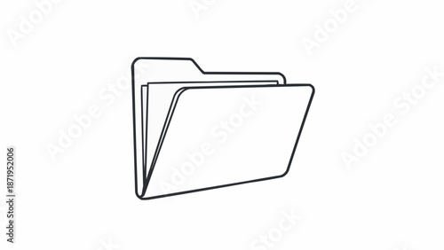Simple Line Drawing of File Folder.