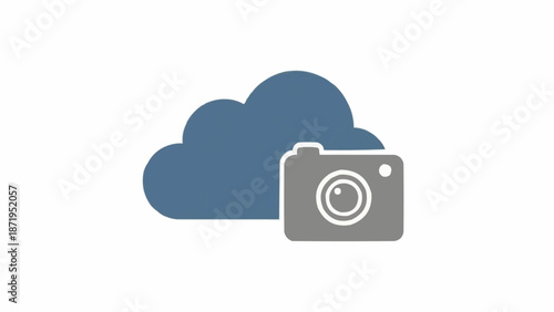 Camera next to blue cloud storage.