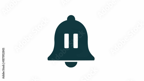 Dark green metal bell icon symbol.