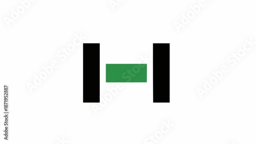 Green rectangle between black bars.