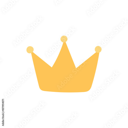 Simple golden crown icon symbolizing royalty, leadership, celebration, and fairytale themes, perfect for kids content, awards graphics, and storybook designs.