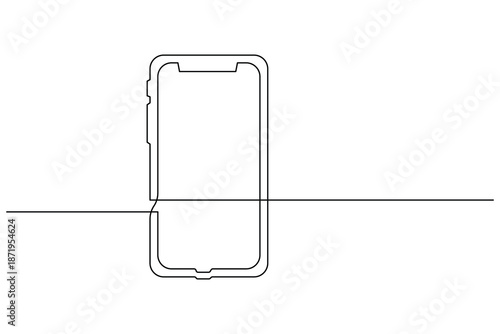 Minimal continuous one line drawing illustration smartphone with split screen interface design