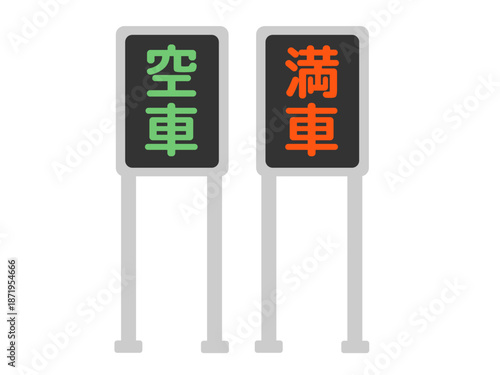 駐車場・満車と空車の電光表示板イラスト