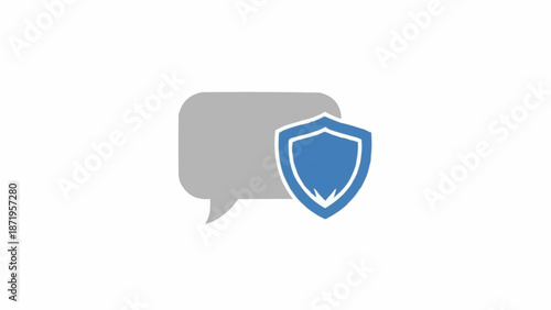 Blue Shield and Grey Speech Bubble.