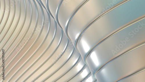 White striped background, 3D lines design, abstract waves, silvery white back...