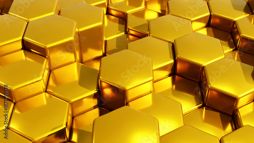 Gold metal hexagons geometr...