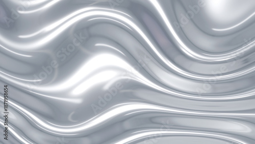 Silver chrome metal background, shiny and lustrous metal pattern texture, silky liquid chrome waves.