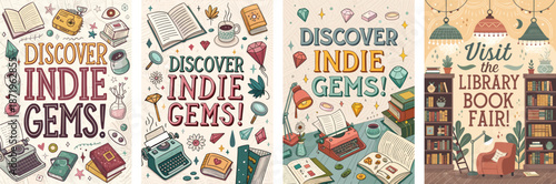 Discover indie gems and library shelf fairy magic with these creative book fair posters
