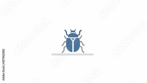 Blue Scarab Beetle Insect Closeup View.