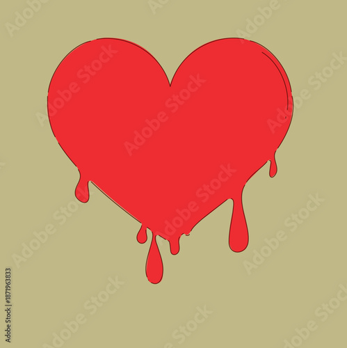 Heart shedding blood representing sorrow and emotional distress