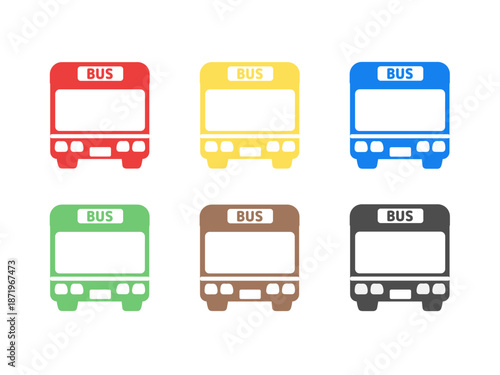 バス　アイコン　イラストセット