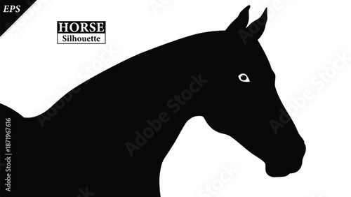 Horse Silhouette Vector Illustration in Black Color, Powerful Galloping Horse Animal Shape, Clean Editable Silhouette for Logo Design, Branding, T Shirt Print, Wall Art, Poster, Tattoo and Stock