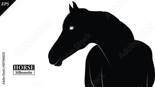 Horse Silhouette Vector Illustration in Black Color, Powerful Galloping Horse Animal Shape, Clean Editable Silhouette for Logo Design, Branding, T Shirt Print, Wall Art, Poster, Tattoo and Stock