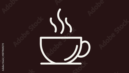 Hot Coffee Cup Icon with Steam.