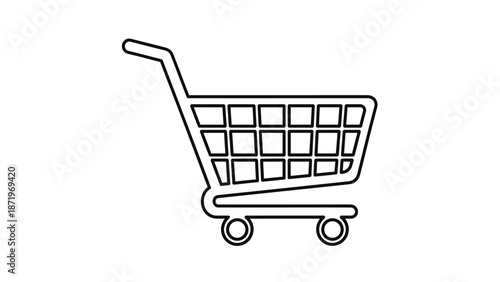 Shopping Cart Icon Line Art.