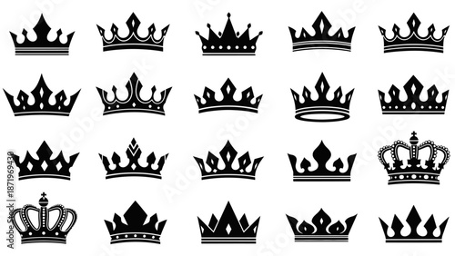 Collection of Royal Crowns Silhouettes.