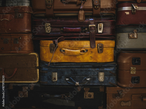retro antique luggage for decorative purposes