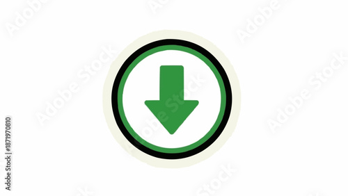 Green Down Arrow Sign Symbol.