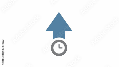Photos Blue Arrow Pointing Up Clock Time.