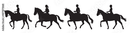equestrian silhouettes horse riders jumping