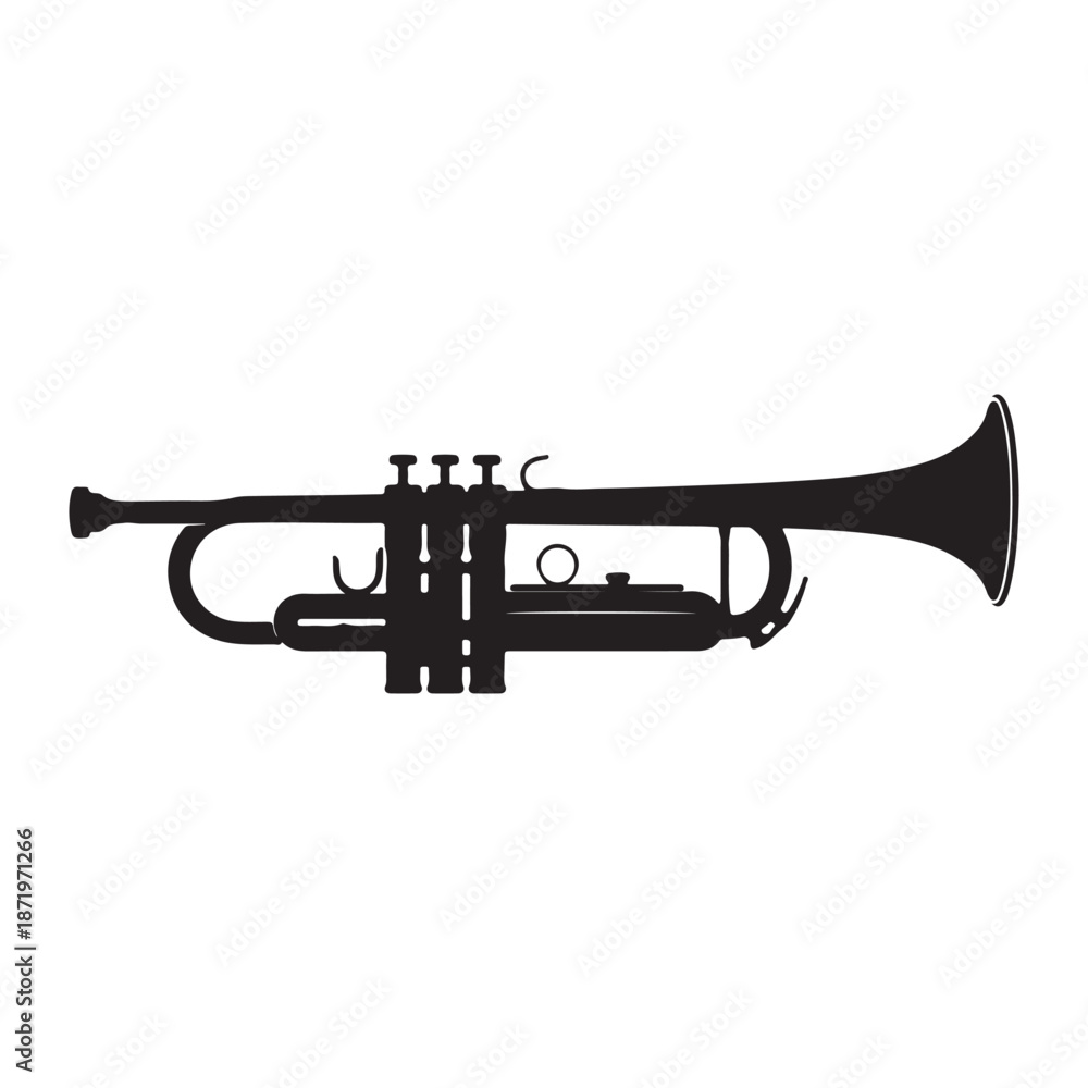 Fototapeta premium Trumpet silhouette vector illustration on white background