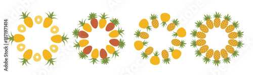  fruit frame set pineapple design template with copy space 