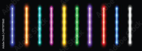 glowing neon tube lamp set led light line beam collection
