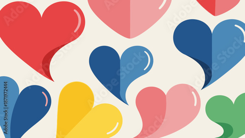 Colorful Heart Shapes Pattern Background.
