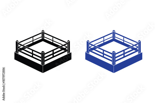 Boxing Ring Silhouette Icon Vector Illustration Sports Arena Design