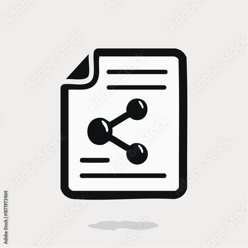 Hand-drawn style icon of a document file with a share symbol, representing the concept of content sharing, file distribution, and digital collaboration