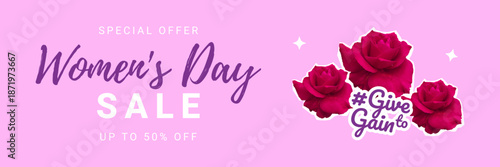 Give to Gain campaign sale banner for International Women’s Day 2026. IWD 2026