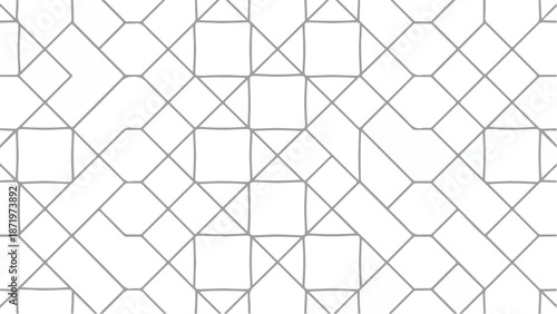 A seamless minimal geometric pattern of intersecting lines forming shapes on a white background with a clean and modern aesthetic.