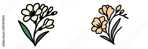 Vector illustration of colorful flowers in minimalist style