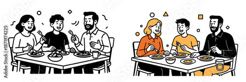 Family enjoying dinner together at a cozy restaurant setting