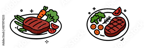 Delicious grilled steak and fresh vegetables on a plate