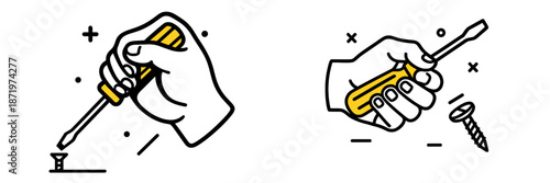 Hand holding screwdriver performing precision work on a screw