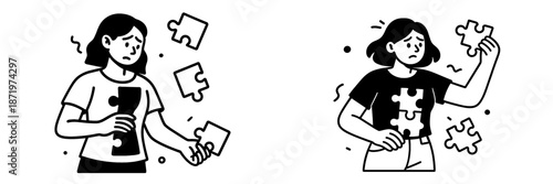 Struggling with puzzle pieces during a creative project at home