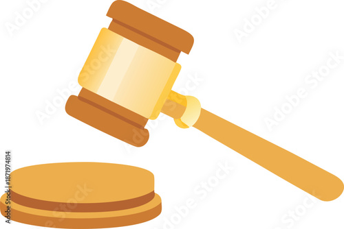 A simple illustration depicts a classic wooden gavel and sounding block together high quality